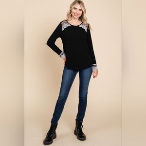 Super Lady Full Size Lace Detail Round Neck T-Shirt